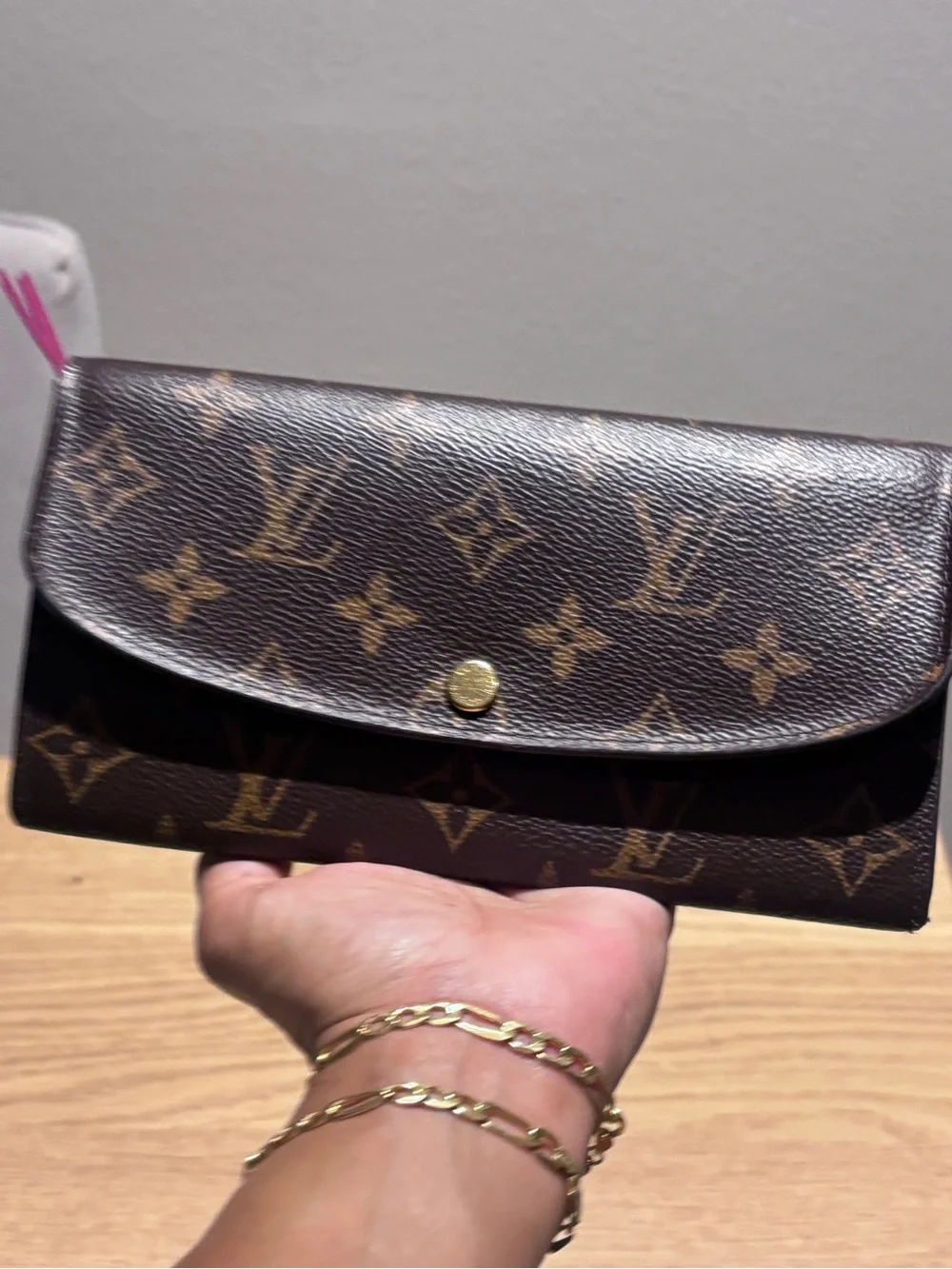 Louis Vuitton Emily Monogram Canvas Brown Flap Wallet Fuchsia